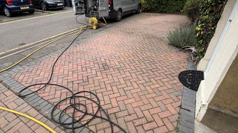 Driveway before professional cleaning