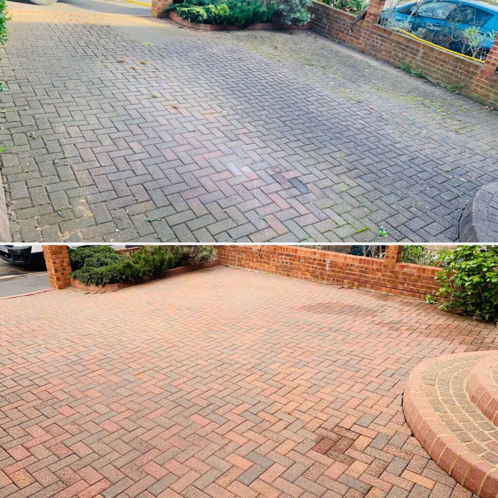 exterior cleaning in London, Driveway before after cleaning