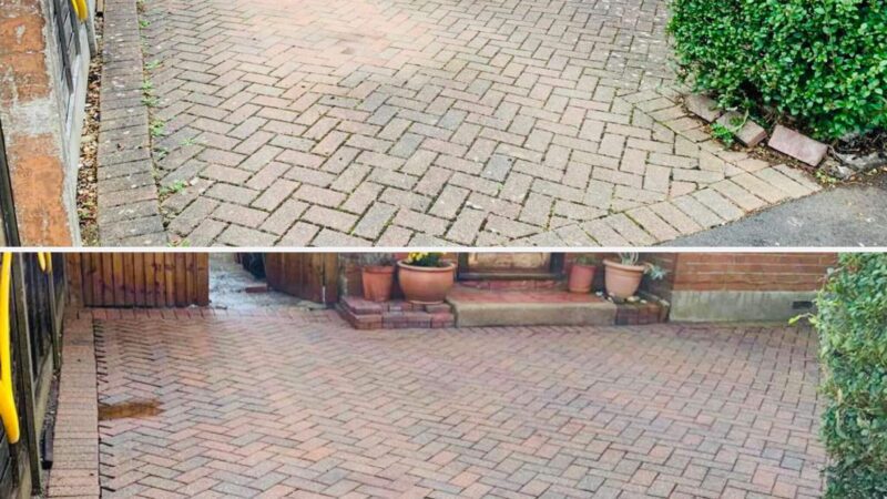 Driveway cleaning before and after